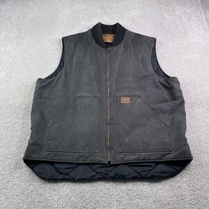 Powder River Outfitters Vest Mens XL Grey Quilted Twill Full Zip Panhandle Slim